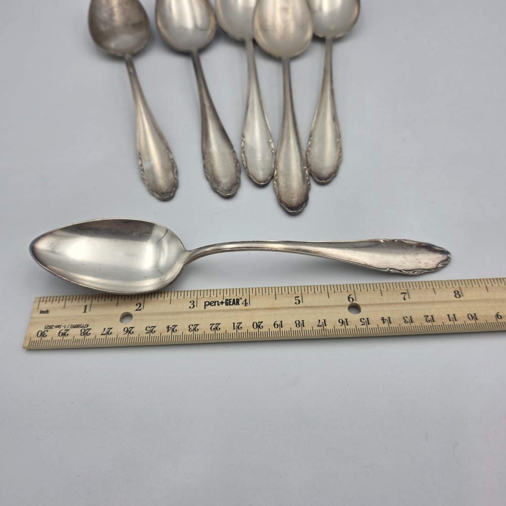 WMF 2200 Germany 6 Dinner Spoons Friodur Scroll Pat 20 Silverplate 8" - Picture 5 of 5